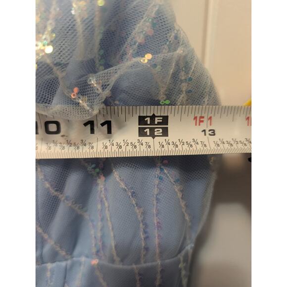 Amiyah Formal Blue Sequin Tulle Corset A-Line Maxi Dress Homecoming Prom Size S - Picture 13 of 16